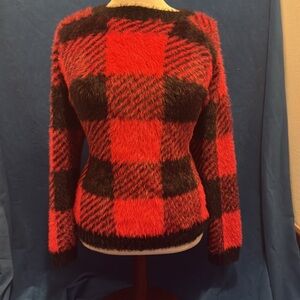 Gilli size small Plaid Red and Black Women's Sweater like new. Very stretchy